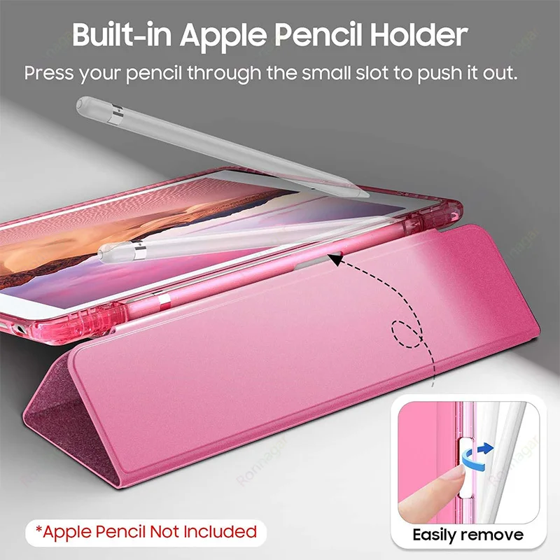 Glitter iPad Case with Pencil Holder & Hard Shell Back