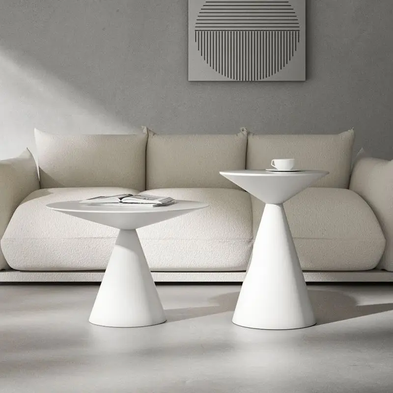 Nordic Cream Style Small Apartment Hourglass Coffee Table Set Modern Minimalist Living Room Sofa Round Table Furniture Design