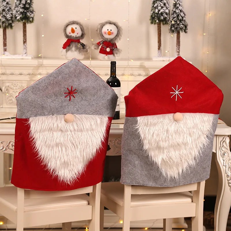 HENWERD Christmas Chair Cover Non-Woven Elf Chairs Covers Stool Set Xmas Party Decorations B,46x30cm 