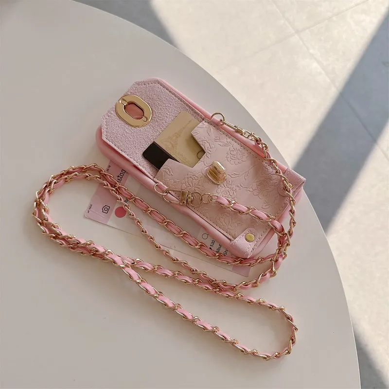 Butterfly Rope Chain Wallet Phone Case Cover