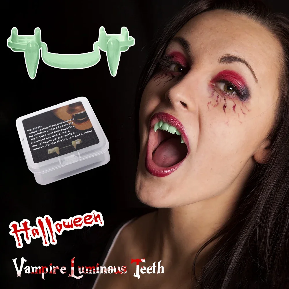 

DIY Halloween Vampire Dentures Luminous Glow In The Dark Retractable Fake Teeth Halloween Party Tooth Props Decoration Supplies