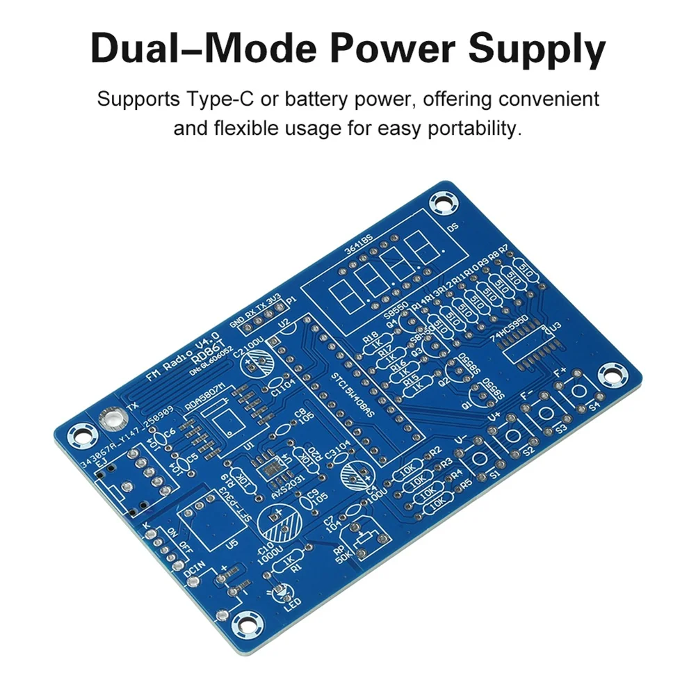 B03B-DIY FM 라디오 전자 키트 주파수 87.5-108 Mhz 초보자를 위한 조정 가능한 주파수 87.5-108 Mhz