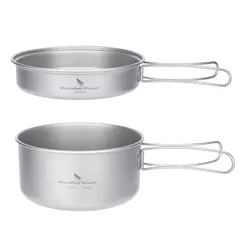 Boundless Voyage Titanium Camping Cookware Set with Folding Handles (1000ml 500ml Ti2042C)