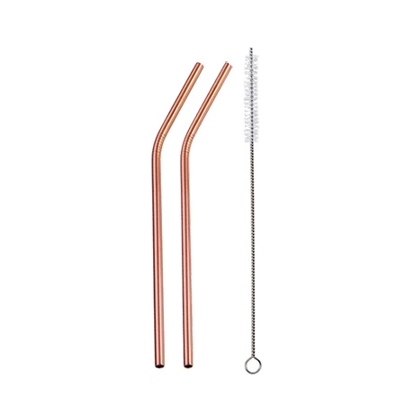 Vibrant Stainless Steel Reusable Drinking Straws with Cleaning Brush - Eco-Friendly Party & Bar Accessories
