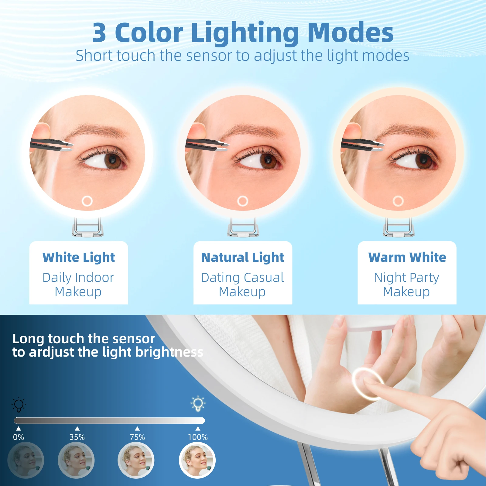 6 Inch Magnifying Mirror with Light, 5-30X Portable Travel Magnified Mirror with 360° Adjustable Stand and Suction Cup 6