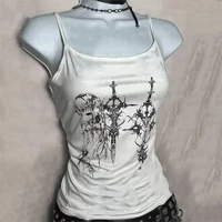 Y2k Style Esthétique Doux Sexy Débardeurs Femmes Sans Manches Décontracté Dessin Animé Imprimé Réservoirs Harajuku Tout Match Recadrée Grunge Emo Filles 1