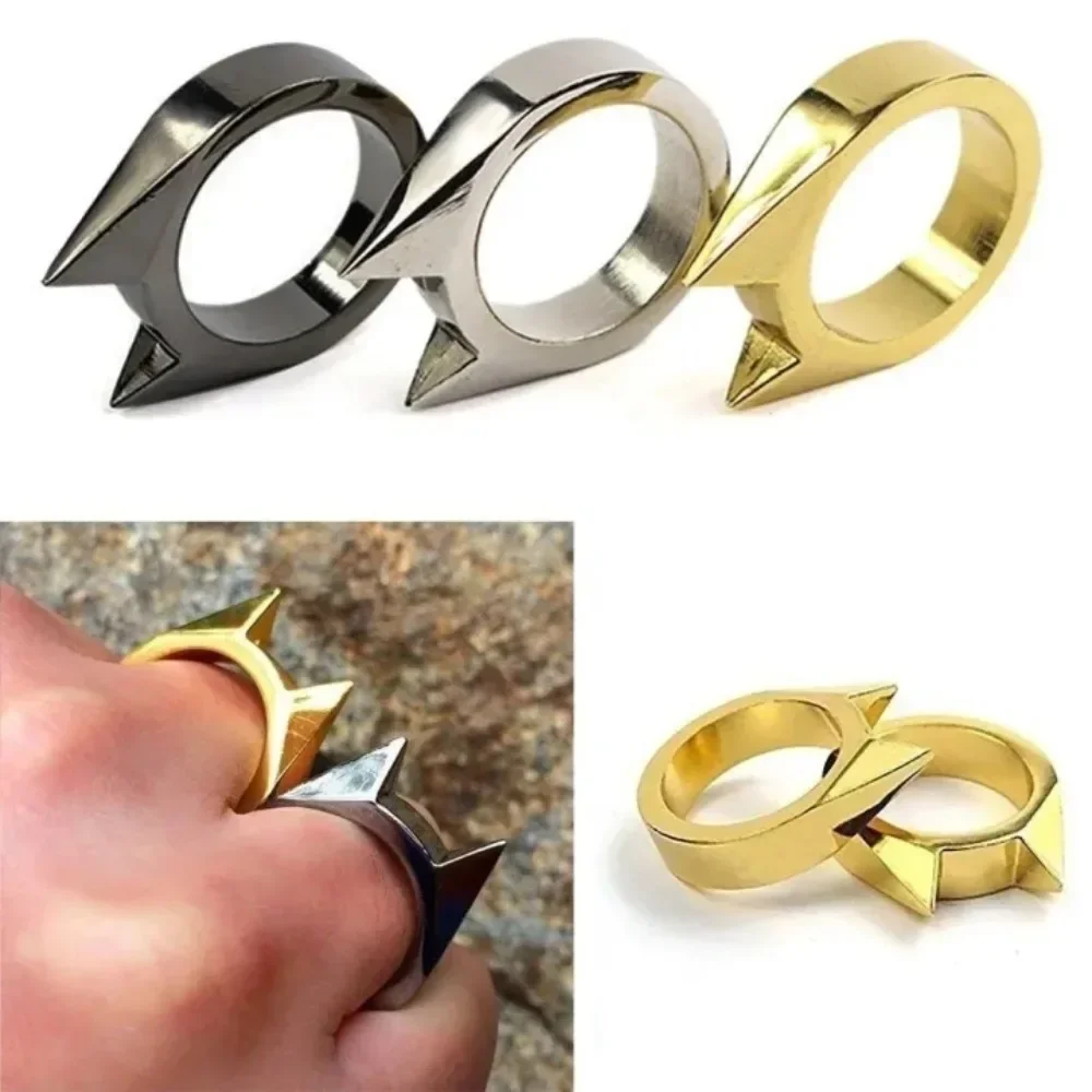 Self Defense Cat Ear Single Finger Ring Window Breaker Fashion Jewelry for Women Men Finger Buckle Outdoor Weapon Gadgets Ring