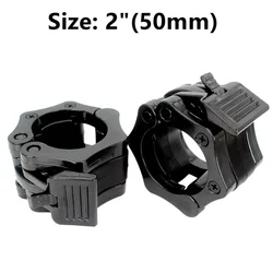 Quick Release Non - Slip Barbell Clamp Collars for Weightlifting and Powerlifting (2inch(50mm) Black)