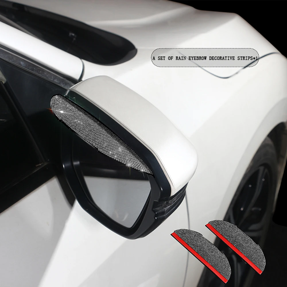 Rearview Mirror Rain Shield Rearview Mirror Rain Eyebrow Rearview Mirror Rain Guard 2Pcs PVC Car Rear View Mirror Sticker Rain Eyebrow Auto Mirror Rain Shield Cover Bling Car Accessories Interior for Woman