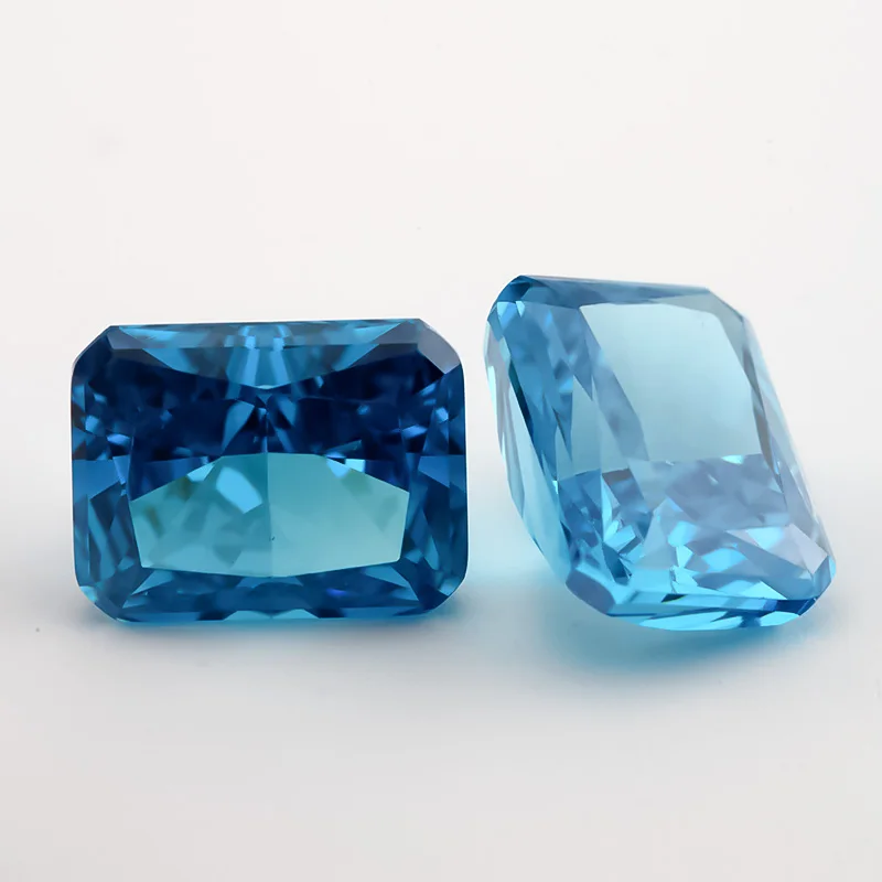 

SHIQIER 19#Sea Blue Octangle Radiant Crushed Ice Cut Cubic Zirconia Stone 6x8mm~8x10mm 5A Loose CZ Synthetic Gems For Jewelry