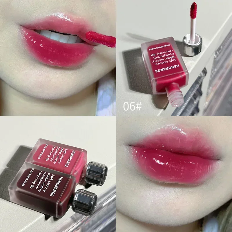 Punk Juice Red Lip Gloss Black Mirror Water Light Lip Glaze Jelly Glass Lip Oil Waterproof Lipstick Nude Clear Tint Makeup 5