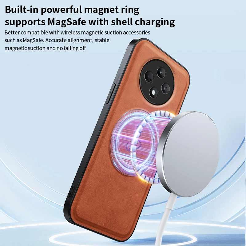 Leather Magnetic Stand Case - Shockproof, Full Camera Protection, Soft Shell Cover