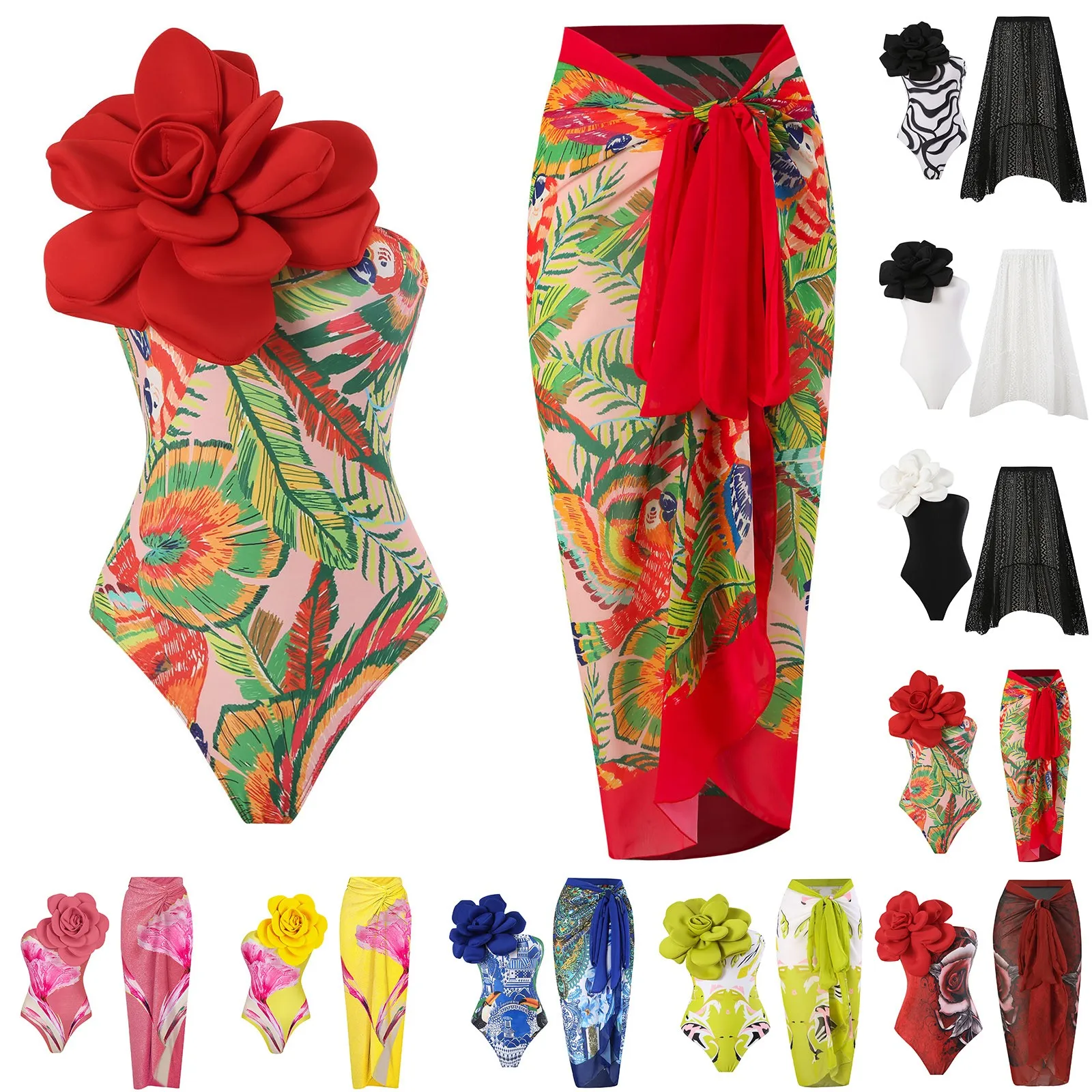 

Women's Sexy Slim Fit Two-Piece With Printed Swimsuit Long Skirt Set Bathing Suit Summer Swimwear Bathing Suit Beach Bather