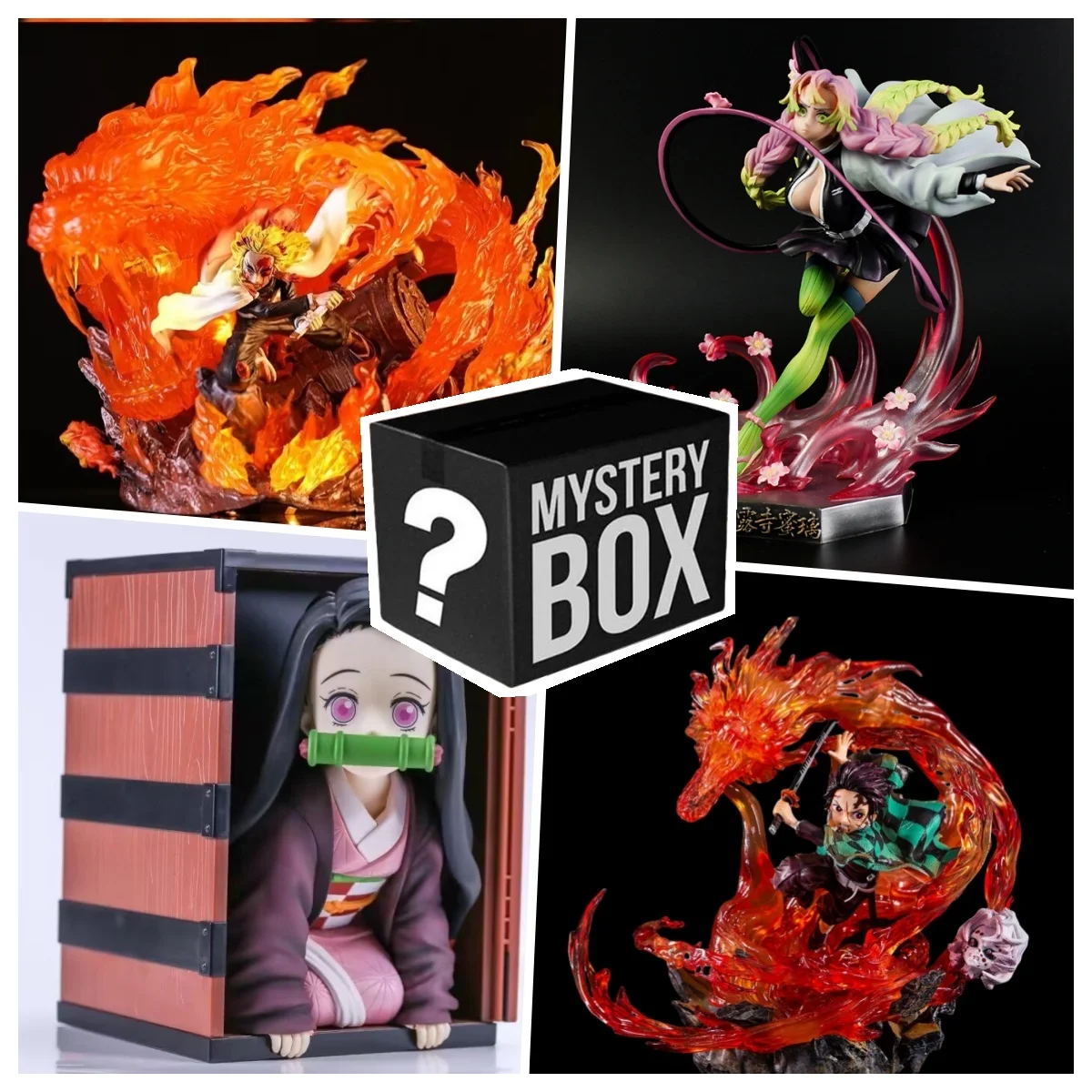 

Игрушка-убийца демонов, аниме, загадочная коробка, Kamado Nezuko Tanjirou Hashibira Inosuke, коробка сюрпризов, купить один, получить пять