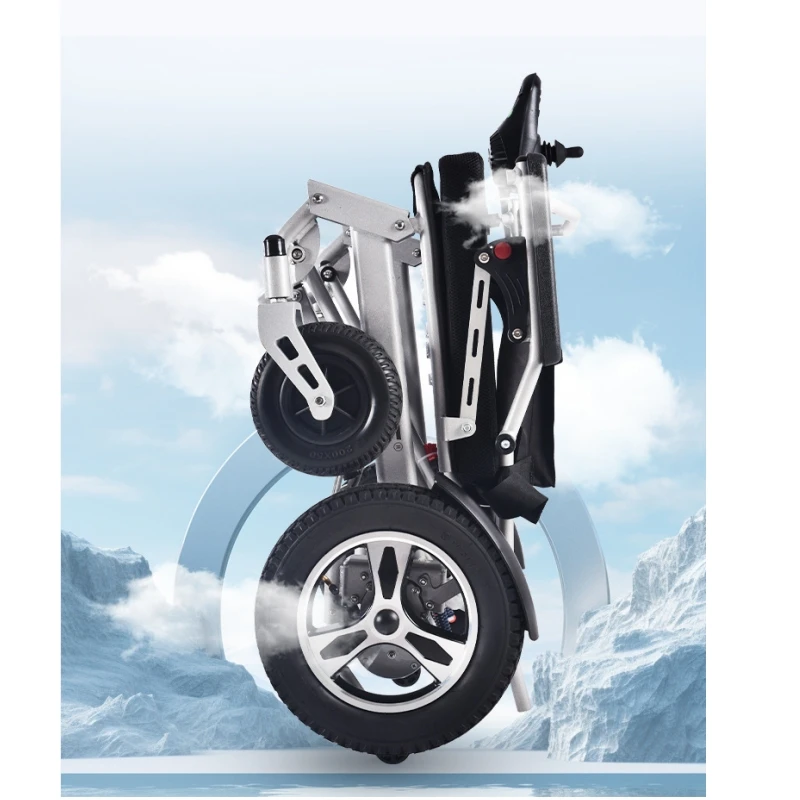 Lightweight Foldable Steel Electric Wheelchair with Remote Control Portable Motorized Rehabilitation Equipment for the Disabled