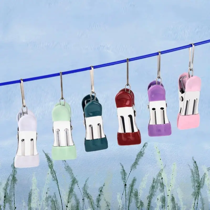 Description Picture 6 of itemStainless Steel Clothespins Laundry Clothes Pegs With Hook Pants Hanger Portable Hanging Clothes Clips Closet Clothes Organizer