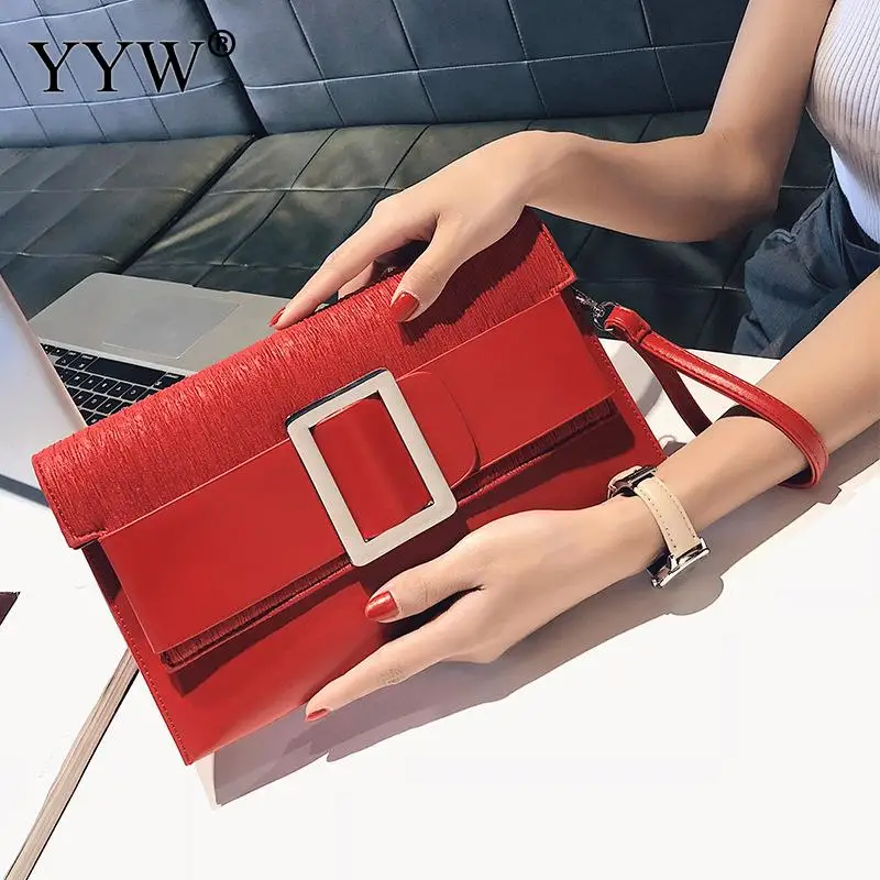 Luxury party Design ladies evening bag PU Leather female Shoulder bags small Envelope Clutch purse Wrist bag Women Clutches
