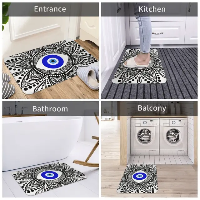 Mandala Gonosz Szem Nem Csúszós Szőnyeg Ajtó Nappali Fekete Erkély Bejárat Dekoratív - Image 5