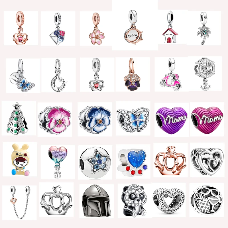 

New Exquisite Hot Sale Original Blue Butterfly Pansy Envelope Pendant Cute Doll Fit Original Pandora Ladies Bracelet Gift