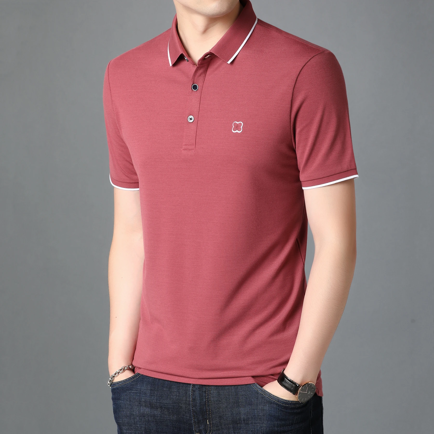 Logo Designer Slim Fit Male Polo Shirt Luxury Classic Men's Clothing