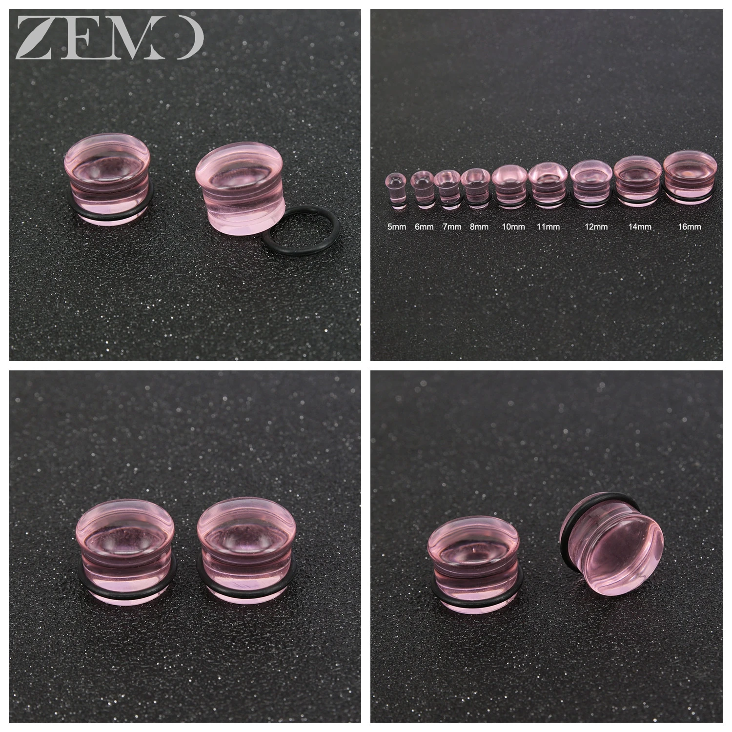 ZEMO 1 Paar Punk 5 MM-16 MM Glas Ohrstöpsel Und Tunnel Männer Frauen Klare Große Messgeräte 7 Farbe Flesh Strecher Expander Körper Piercings – Detail 9