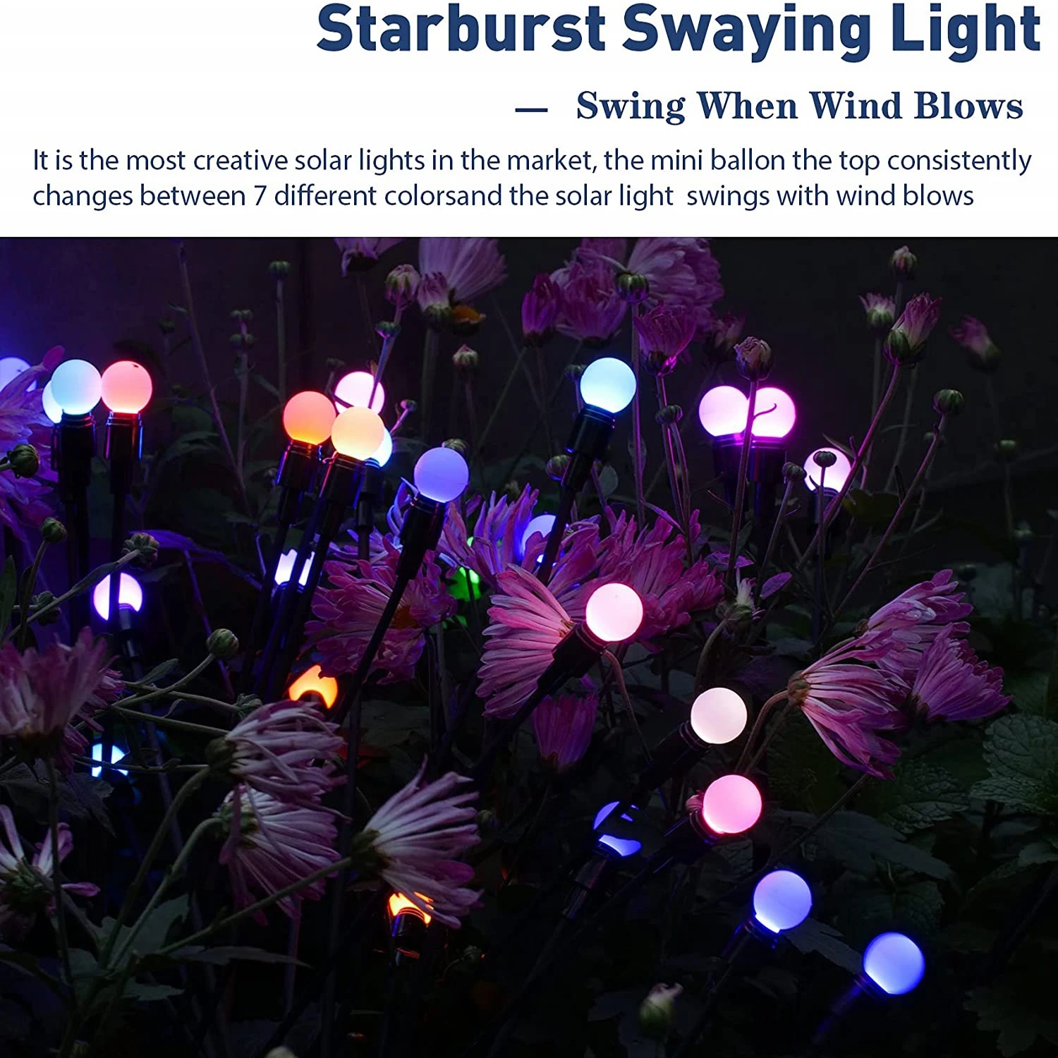 Solar Garden Lights Swaying Light-Sway By Wind Solar Lights Outdoor Garden Decorative Yard Patio Pathway Decoration
