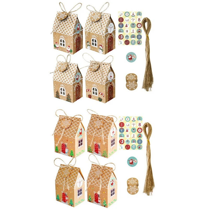 

Advent Calendar Gingerbread House Gift Box Christmas Treat Candy Favor Box With Gift Tag Sticker Countdown Xmas