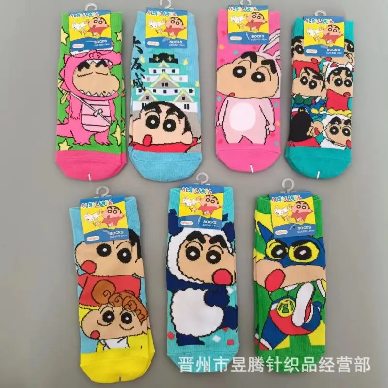 

2024 милые носки Crayon Shin-Chan носки-лодочки хлопковые Мультяшные повседневные универсальные подарки на день рождения для девушек