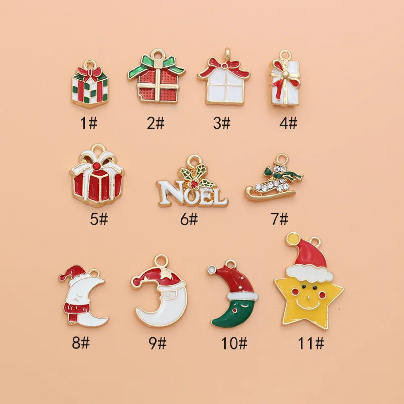 

10pcs Christmas Moon Gift Box Charms Pendants for Jewelry Making Necklaces Earrings DIY Handmade Accessories Bracelet Party Gift