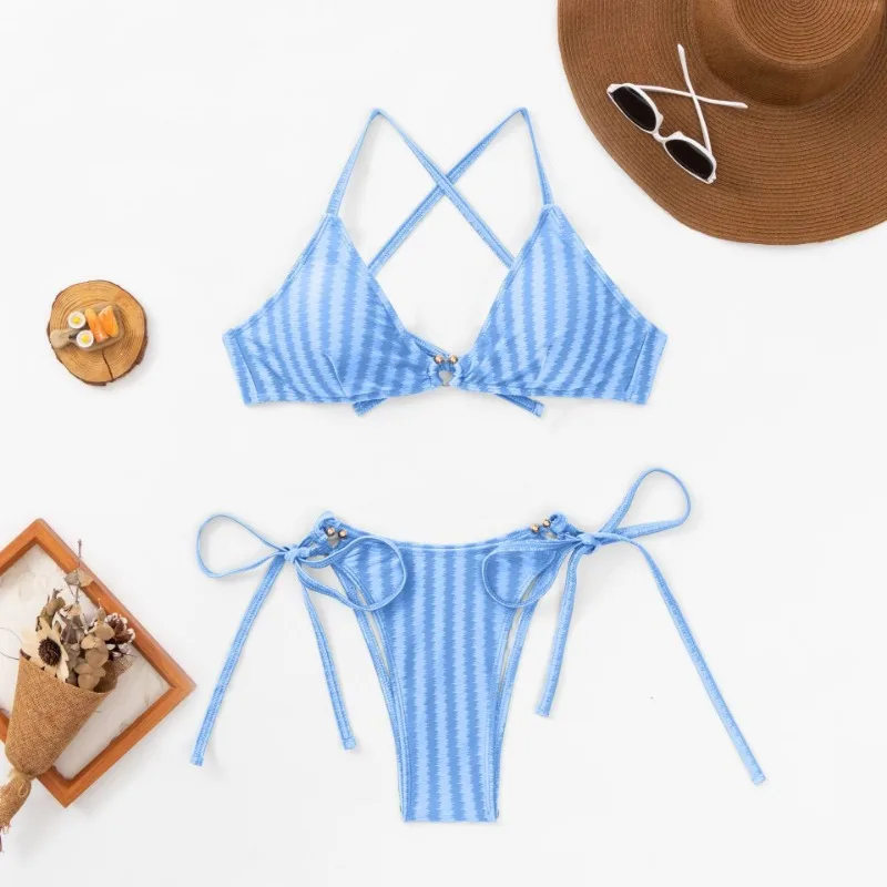 Women's String Triangle Bikini Set Sexy Two Piece Swimsuit Tie Side Bottom Bathing Suit