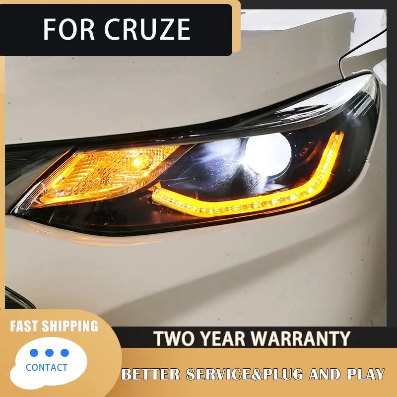 

Head Lamp for Chevrolet Cruze headlights 2016-2019 LED headlight Double U led drl H7 hid Bi-Xenon Lens low beam