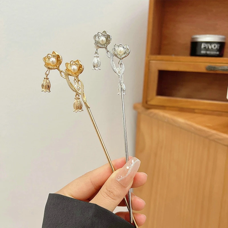 Vintage Chinese Style Hairpins Hair Stick Women Metal Glaze Hair Fork Chopsticks Woman Girls Jewelry Accessories