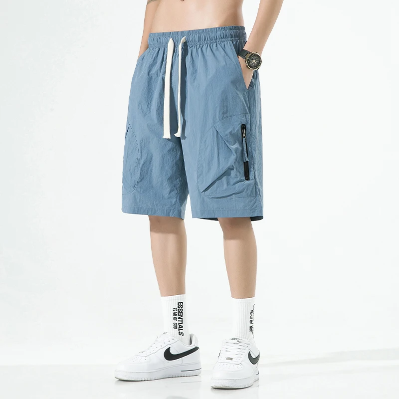 Male Summer Cool New Men'S Thin Ice Silk Quick Dried Casual 5-Point Pants Youth Student Fashion Trend Versatile Loose Shorts