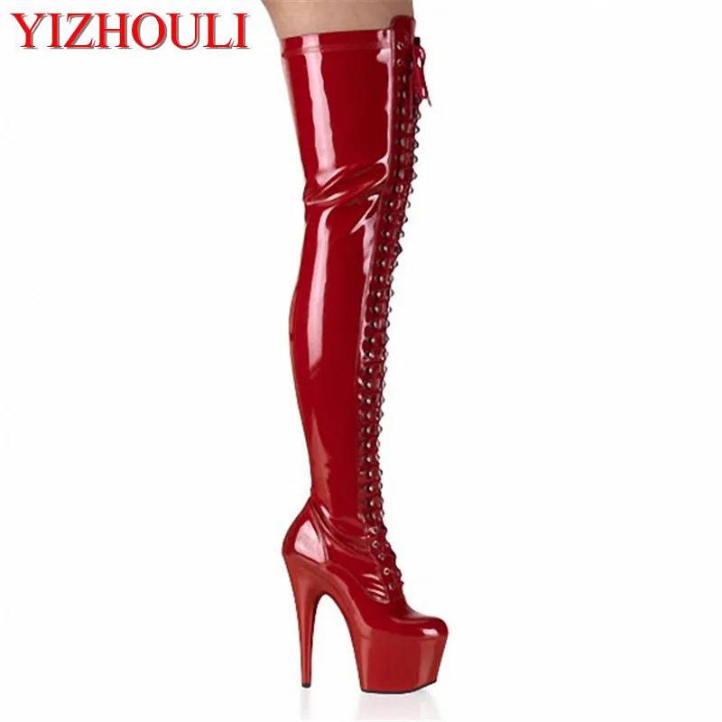 

15 cm thin heel stage temptation over the knee boots, model pole dancing performance, banquet catwalk dance shoes