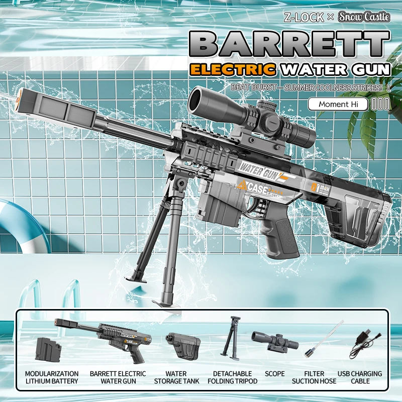 Elektrisch, handmatig, automatisch waterpistool met licht en geluid, waterpistool met groot bereik, ideaal voor strand, zwembad en andere buitenactiviteiten._voghion.com