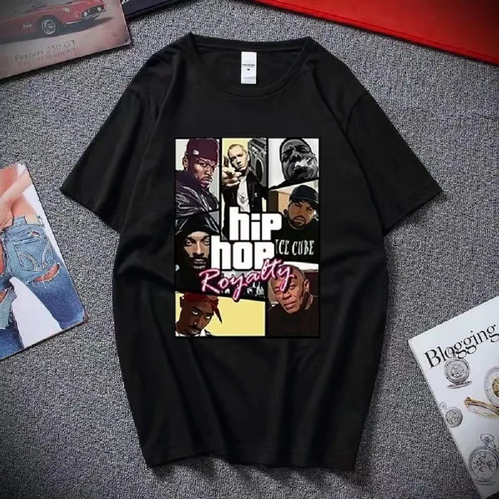 

Summer Men's Cotton T-Shirt Street Hip Hop Culture Dr. Dre Eminem 2 Pac Biggie Rapper Printed Personality Neutral Top T-Shirt