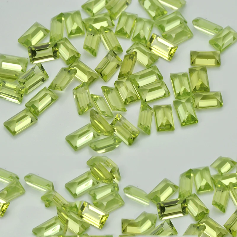 5pcs/lot Natural Stone Green Peridot Facet Rectangle Step cut 5x7mm-7x9mm Eye Clean Semi-precious Gemstone For Jewelry