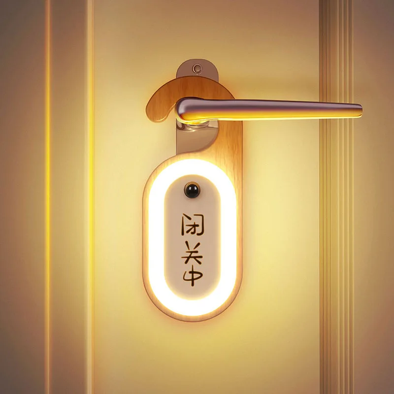 

Wood Body Sensing Night Light ABS USB Charging Warm White Light Bedside Lamp Hook Design Message Board Lighting Wall Lamp