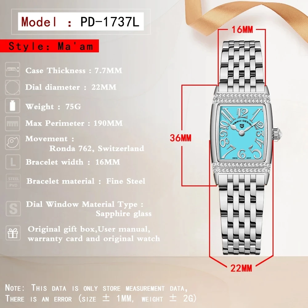 PAGANI DESIGN Women's Watches 2022 Top Brand Luxury Lady Quartz 5Bar Waterproof Stainless Steel Sapphire Clock Diamond Display