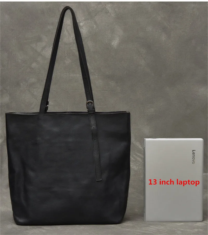Simple large-capacity natural real cowhide men's shoulder bag outdoor travel soft genuine leather handbag work big tote bag