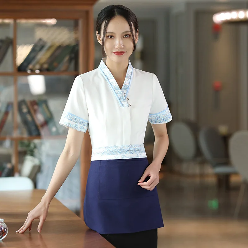 Waiter Workwear Short Sleeve Chinese Style Hotel Catering Hot Pot Restaurant Staff Women\'s Summer Clothing