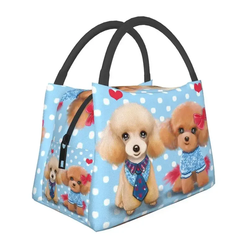 

Poodle Dog Colorful Pattern Insulated Lunch Bag for Work Office Pet Animal Portable Cooler Thermal Lunch Box Women