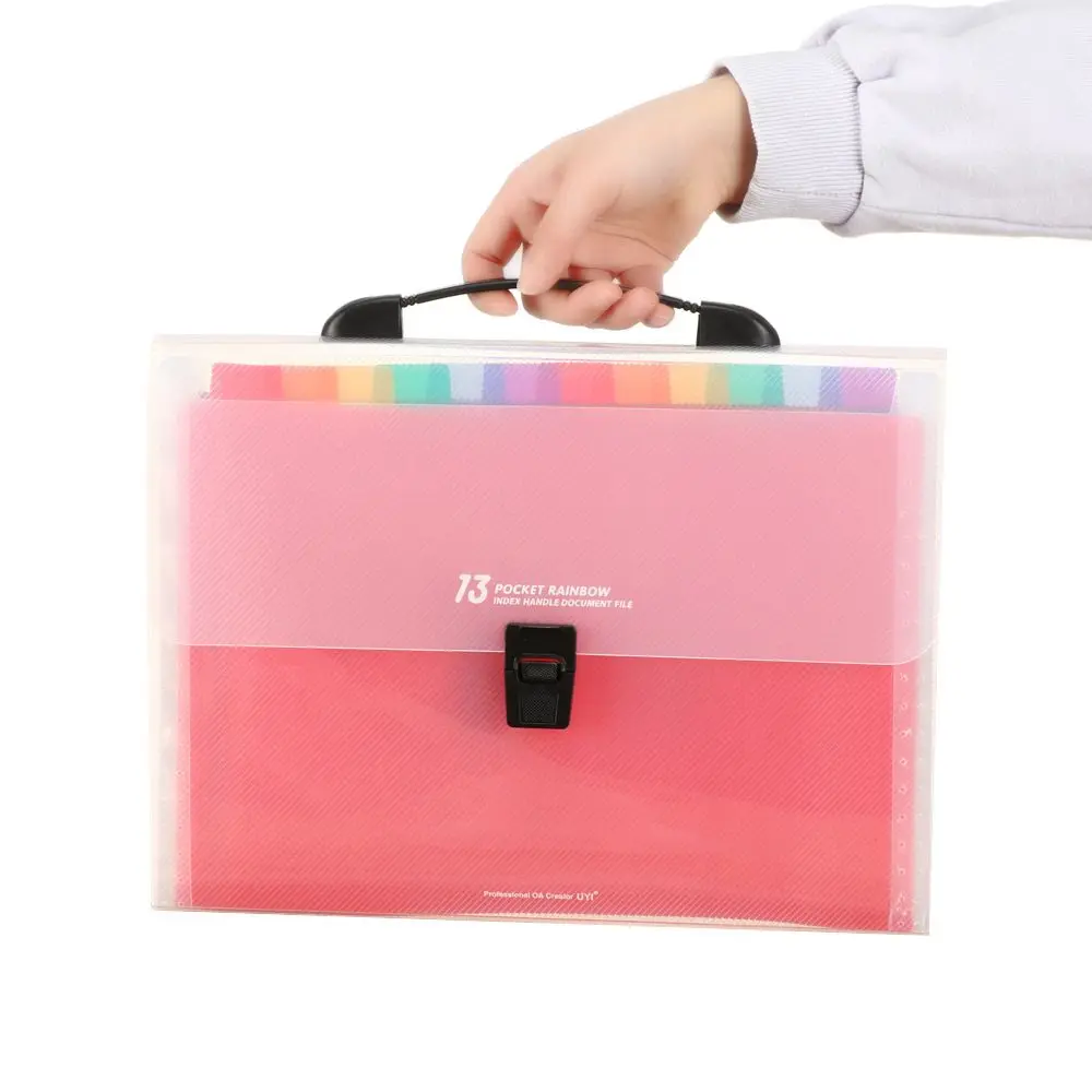 File Folder, File Bag A6/A4 Plastic 13 Pockets Expanding File Folder Office Organizer Document Holder Bag File Case Organizer Filing Products