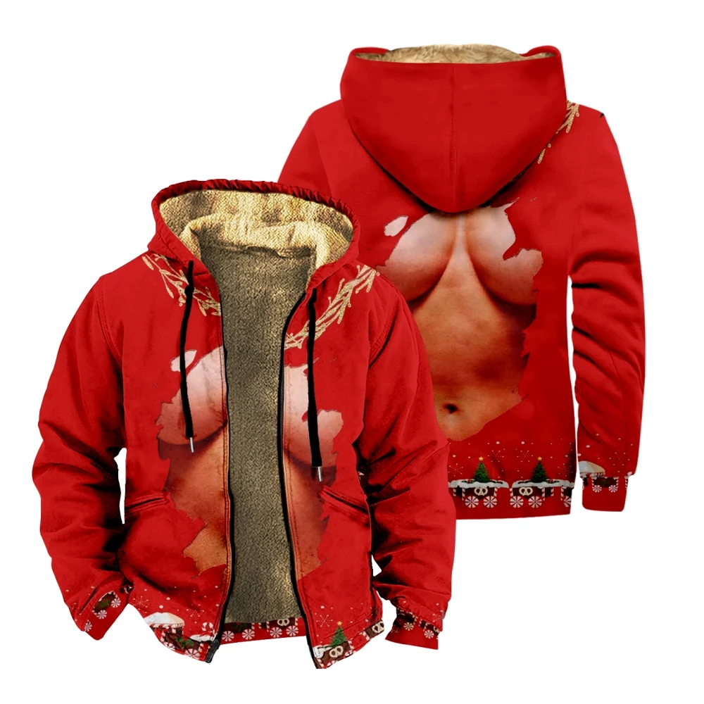 

Рождественская мужская повседневная камуфляжная Спортивная толстовка с длинным рукавом, куртка с капюшоном на молнии, пальто