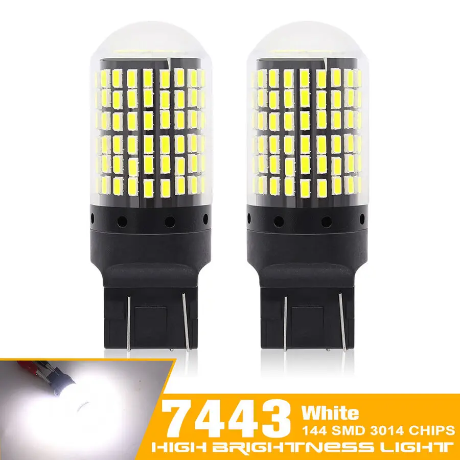 

10x Белый 7443 7440 T20 светодиодный CANBUS 144SMD автомобисветильник сигнал поворота лампа заднего хода