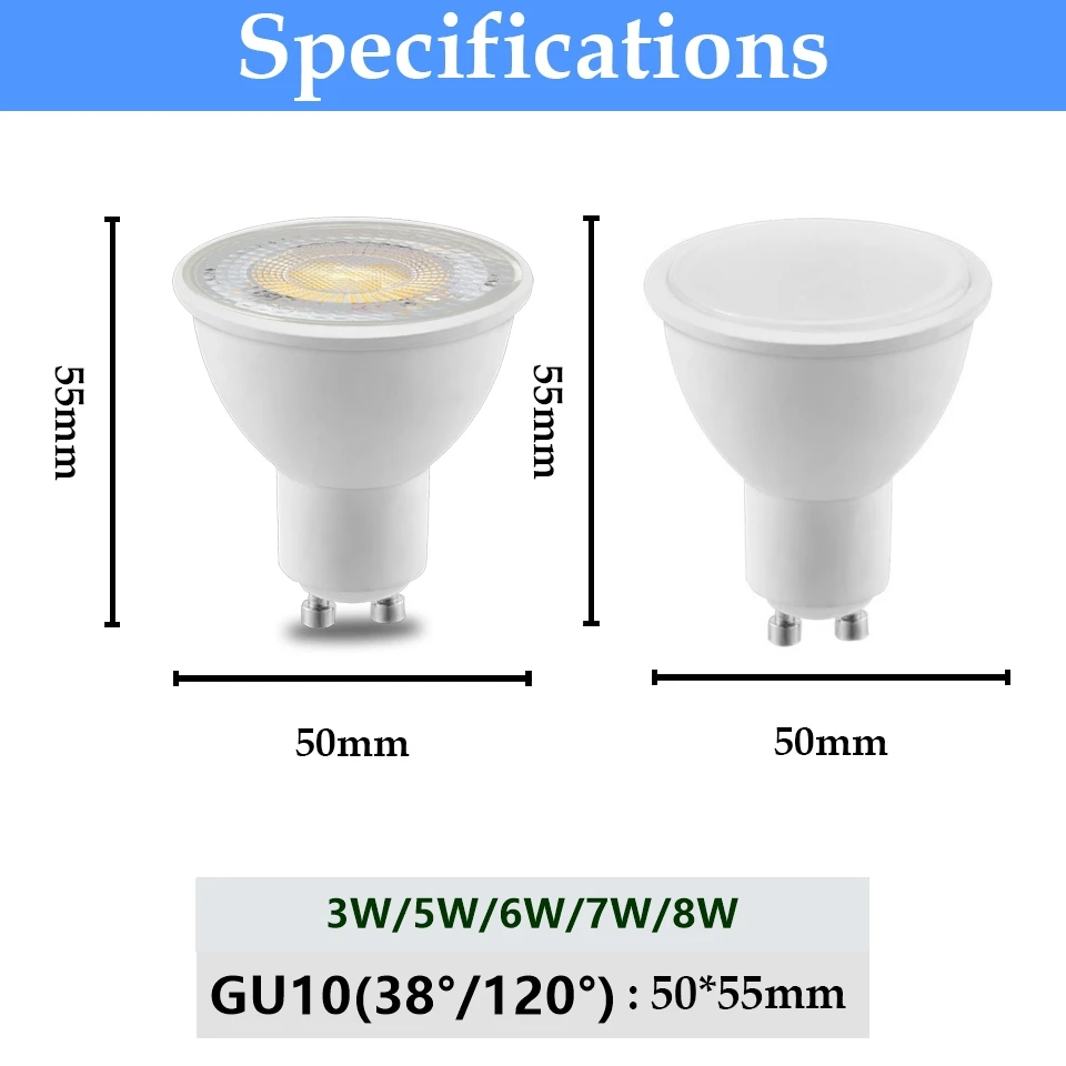 LED Spotlight 10PCS MR16 GU10 3W-8W AC220V Beam Angle 38 120 Degree for Home