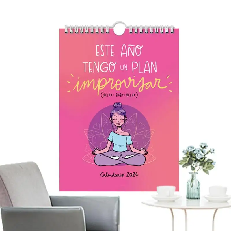 

2024 Wall Calendar 12 Month Cartoon Wall Monthly Planner Calendar 12 Months 12 Months Minimalist Motivating Vivid Calendar To-do