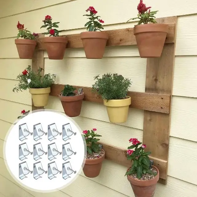 12Db Falra Szerelhető Virágcserép -Tartó Klip Csavarnövény -Fazék Függő Horgok Agyag Edény Fogasok Otthoni Kerítések Teraszos Kerti Erkély - Image 2