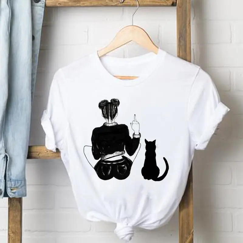 Женская футболка с коротким рукавом и принтом в виде животных |