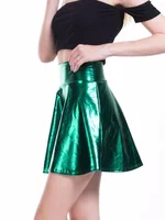 CUHAKCI Summer Pleated Skirts Women Short Sexy Elastic High Waist Solid Casual Green Silver Gold Pink Mini Party Clubwear 1